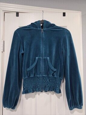 Size Petite M Bisou Bisou Teal Zip-Up Hoodie